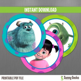 Monsters Inc. (Boo) Birthday Circle Labels